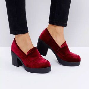 ASOS || VELVET HEELED LOAFERS